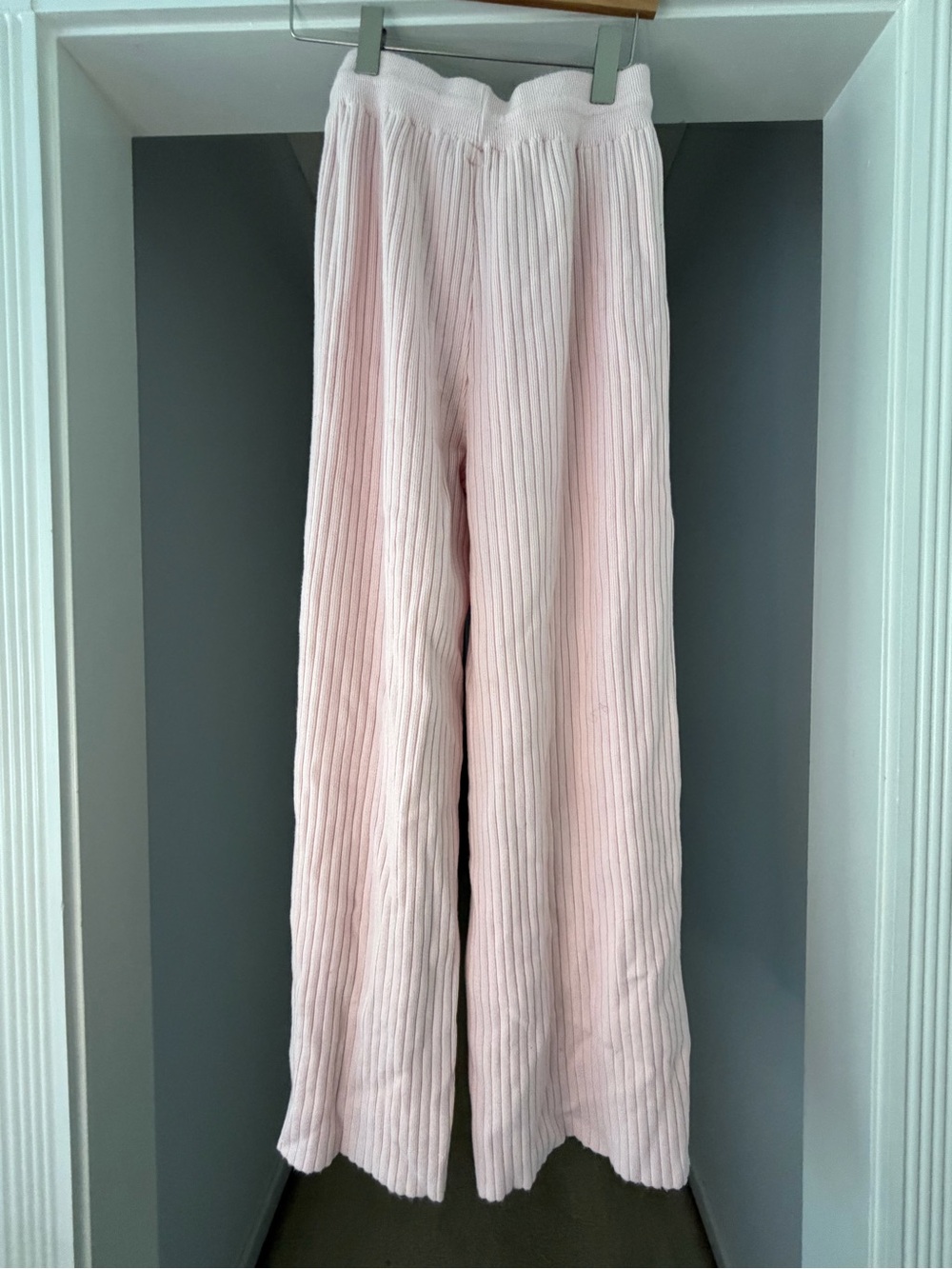 Soft Ribbed Wide-Leg Lounge Pants - Light Pink - Picture 2 of 5